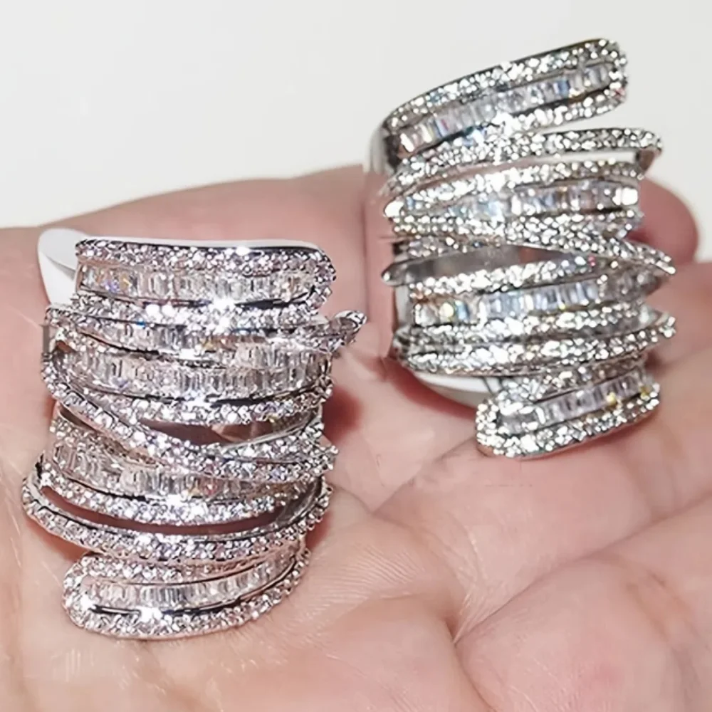 2 HOUR SALE! Beautiful 3.4CT Wide CZ Silver Ring! Wow!!🤍🤍🤍🤍✨✨✨✨ - Picture 6 of 8